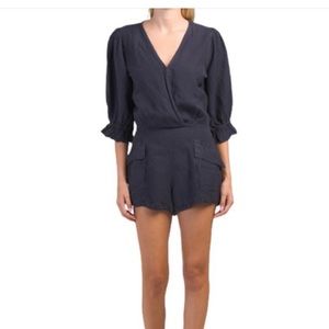 YFB Navy Linen Romper